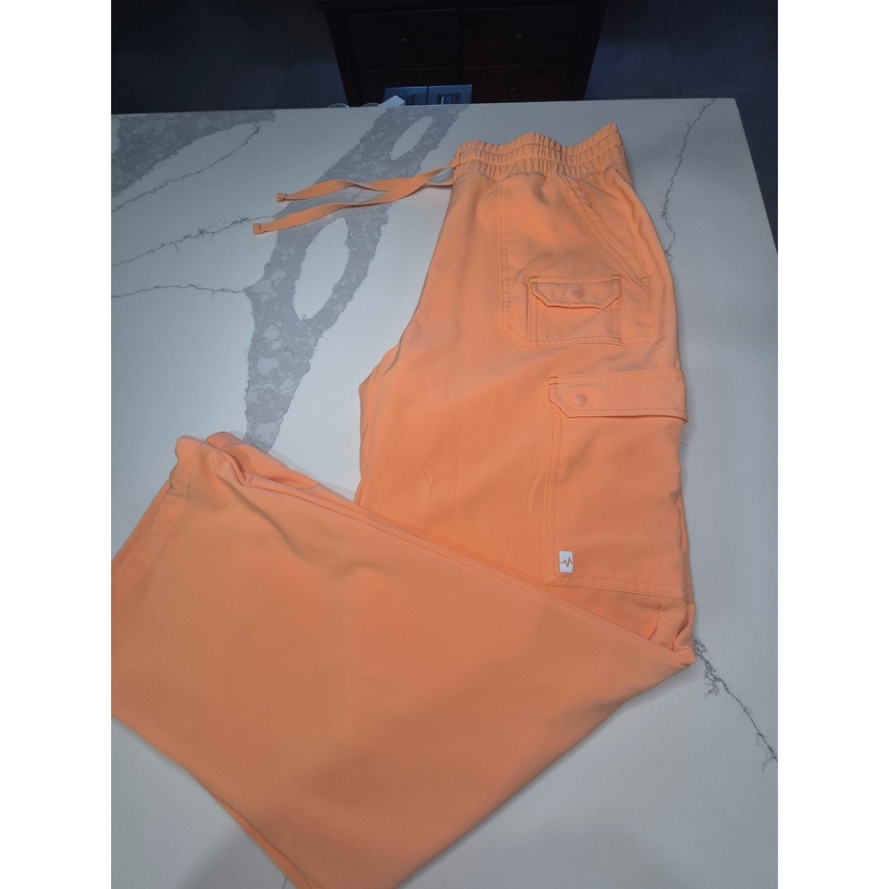 Easy Stretch Women Scrub Pants Coral Orange Cargo Jogger BU4445‎ CORHA Medium